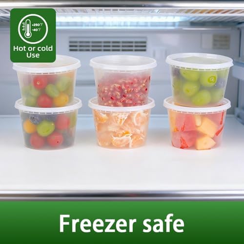 50set - 16oz Plastic Deli Container with lids, Airtight, for Slime, Soup, Meal Prep, BPA Free, Stackable, Leak Resistant, Microwave/Freezer Safe - Thumbnail 2