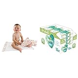 Teqler Baby-Wickelunterlagen: Wickelunterlagen mit verschiedenen Motiven für unterwegs, hygienisch mit Superabsorber 40 x 60 cm (50-er Pack) & Pampers Harmonie Aqua Baby Feuchttücher, 720 Tücher