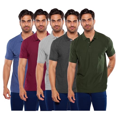 Consejos para Comprar Negro Jaspe , tabla con los diez mejores. 46 Alfani - Paquete de 5 Playeras Polo Multicolor para Hombre, 100% Algodón - G Militar/Vino/Negro jaspe/Marino Jaspe/Gris