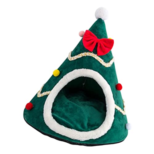 Lits de chat de Noël isolant en forme de tente triangle 38x45cm