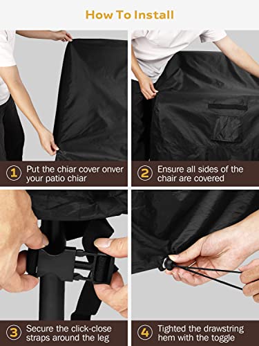 Outdoor Patio Chair Covers Waterproof - 600D Heavy Duty Fabric Deep Seat Adirondack Cover For Sofa Varanda Lawn Furniture Sun Rain Snow 2 Pack Fits Large 30W X 37D X 31H Inches | Black #TOP6