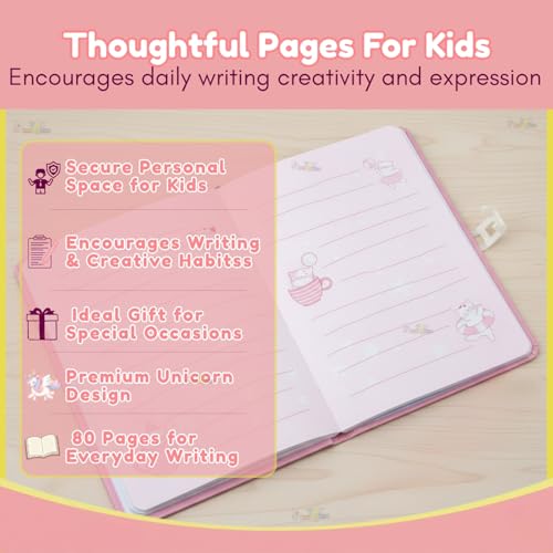 Image of Toy Imagine Unicorn Password Diary for Girls & Boys with Pen | Kids Notebook Diary for Writing & Drawing | Birthday Return Gift | Lock Diary | 80 Pages (Assorted)