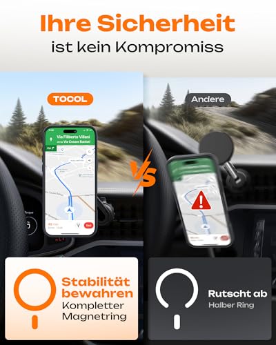 TOCOL für iPhone 17 Pro Max Hülle für MagSafe, Vollständiger Kameraschutz, Eingebauter Magnetring, Stoßfest Kratzfest Transluzente Matt Handyhülle für iPhone 17 Pro Max Case 6,9 Zoll, Orange 3