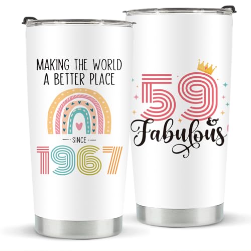 kdxpbpz 59th Birthday Gifts for Women Her, 1967 59th Birthday Decorations for Woman, 59 Year Old Gifts For Women, Mom, Wife, Sister, Friend, 20 oz Stainless Steel Vacuum Insulated Tumbler