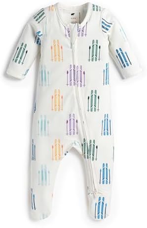 MONICA + ANDY Zipper One Piece Ski Gear, Size 0-3 Months, 100% Organic Baby Clothes for Girls & Boys, Unisex Zip Up Winter Clothing, Sustainable Super Soft Fabric, Sizes For Preemie, Newborn & Infant