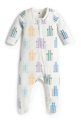 MONICA + ANDY Zipper One Piece Ski Gear Size 0-3 Months 100% Organic Baby Clothes for Girls & Boys Unisex Zip Up Winter Clothing Sustainable Super Soft Fabric Sizes For Preemie Newborn & Infant