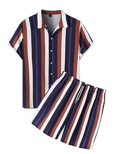 rk hub Men's Polycotton All Over Print Nightwear Set (X-Large, Brown)-picture-27