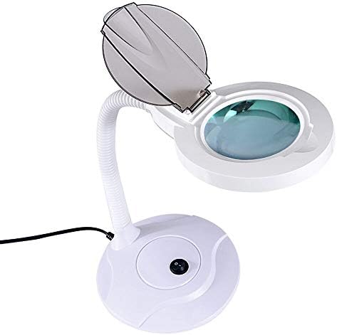 LED Magnifying Lamp, Alisr 3X Daylight Super Bright Magnifying Glass with Light, Adjustable Gooseneck Magnifier Desk Lamp for Reading, Close Work, Crafts, Task, Miniature Engraving (White)