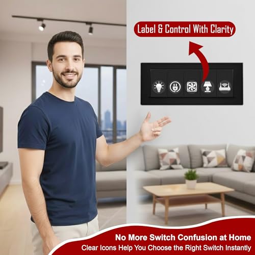 Image of 600 Silver Glow Embossed Switch Board Stickers with 60+ Icons | Luxury Vinyl Self-Adhesive Switch Covers for Lights, Fans & Appliances