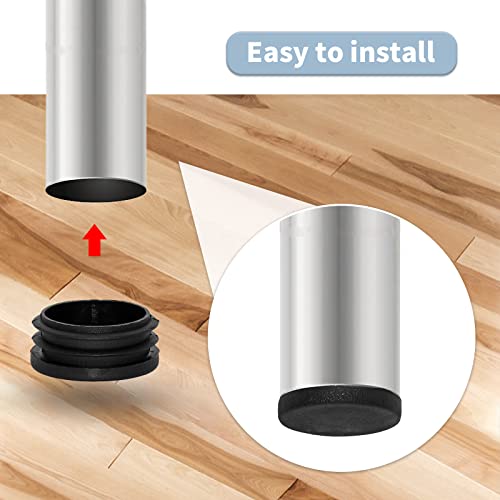 Image of Flyshop 8 Pack Black Plastic Hole Plug Round Tubing End Cap Chair Glide Inserts 45 mm, 1-3 /4 inch