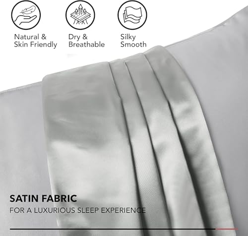 Image of Luxury Silk Satin Pillow Cover Standard Size 18 x 28 - Romantic Pillow Cover Set for Bedroom | Bridal Wedding Soft Luxury Bedding | Baby Pink, Pillow Covers (18 x 28)