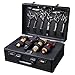 Hair Kit Tool Box Black/Gold Aluminum Alloy Barber Cases with Code Lock & Handle Portable Barber Accessories Case Modern Barber Carrying Case for Hair Stylist, Beauty Salon (Black)