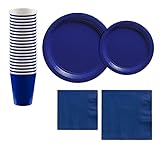 Party City Solid Royal Blue Tableware Party Supplies for 50 Guests, Include 2 Sizes of Plates and...
