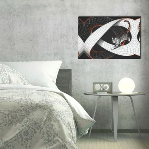 Toile murale chat premium encadrée, tableau moderne Infinite Loop 40x61 cm