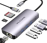USB C Hub Multiport Adapter, Vilcome 8 in 1 USB C Hub with Gigabit Ethernet, 4K HDMI, 100W PD Charging, USB 3.0 5Gbps Data Ports, SD/TF Card Reader, for MacBook Pro/Air HP Dell Laptop