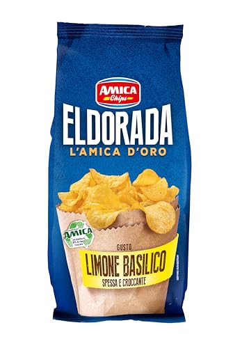 AMICA Chips | Eldorada Patatine Gusto Limone e Basilico, Lenta Cottura, Taglio Spesso e Croccante, Senza Glutine, 15 Pezzi x 130 gr - Immagine 1