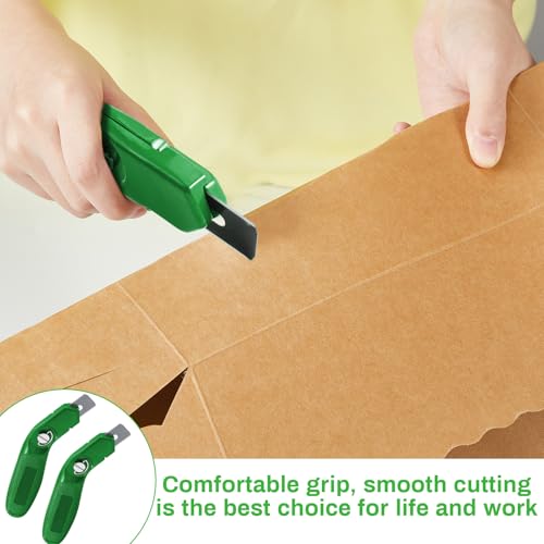Image of Lasnten 2 Pieces 6 Blades Carpet Knife Heavy Duty Utility Blade Carpet Knife for Cutting Carpets Cutting Knives Razor Tools with Blades for Box Cutter Roofing Purpose, Aluminum (Dark Green)