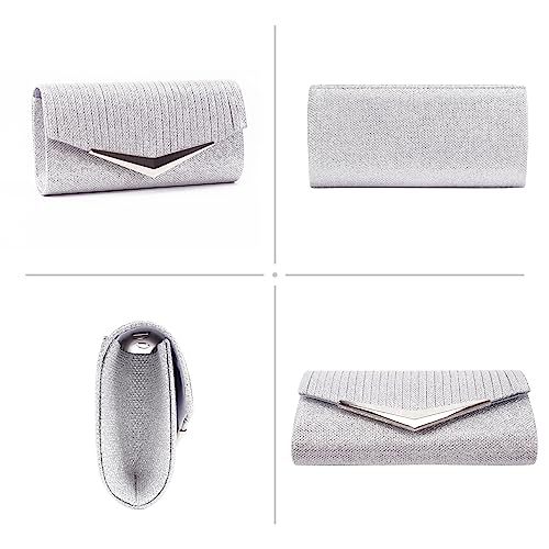 Image of Larcenciel Pleated Satin Clutch Purses for Women, Dumpling Pouch Style Evening Handbag for Prom, Party, Wedding, Formal Event