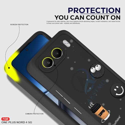 Image of AESTMO Back Case Cover | Cute Fun Cartoon 3D Ball | Coffee Silicone Case | Full Body Protection | Camera Protection Back Cover (Black, OnePlus Nord 4 5G)