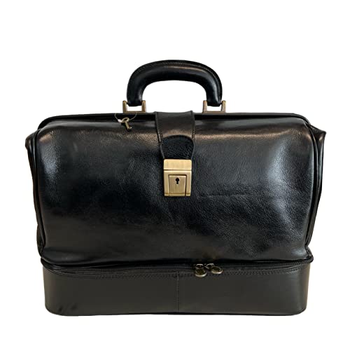 Modarno Doctor bags cuir sac médical pour femme et homme, sac rétro en cuir sac médical Vintage, Noir