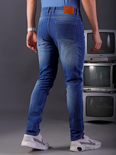 Image of The Indian Garage Co Men Slim Fit Solid Mid-Rise Stretchable Jeans