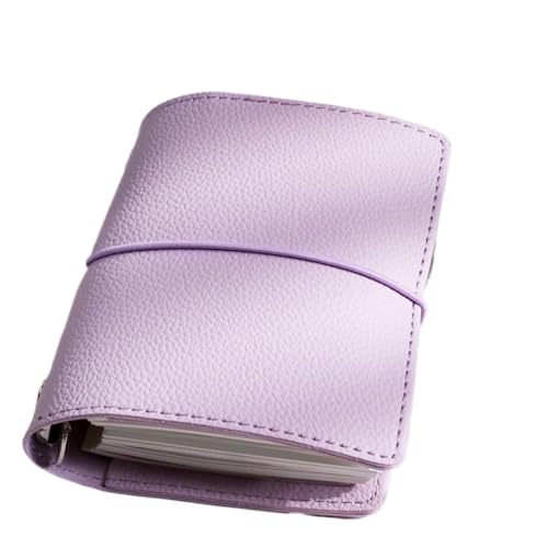 手帳デイリーm5ポータブルストラップライチ柄ルーズリーフ旅行1日1ページメモ帳 (パープル)