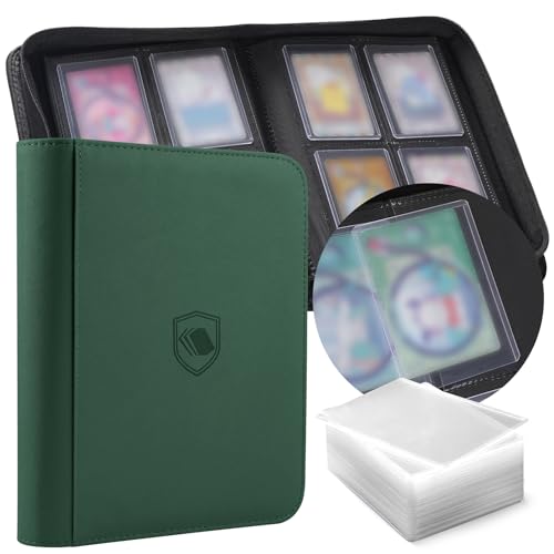 Image of Top Loader Binder 4 Pocket, Holds 160 Toploaders, 100 Toploaders INCLUDED | Toploader Binder for 3 inch x 4 inch Rigid Toploaders, Trading Card Binder for TCG, MTG, Sport Cards, PU Leather Cover, Side Loading