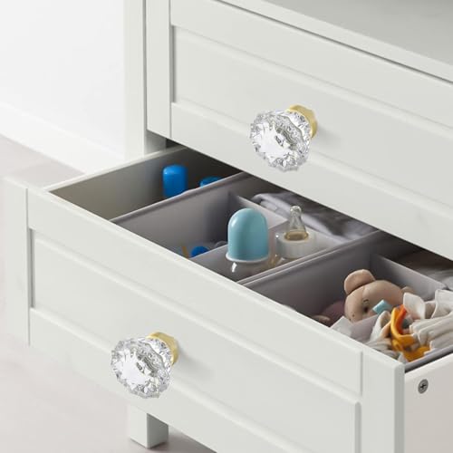 Image of 16 Pack Brushed Gold Crystal Cabinet Knobs for Drawer,1.5 inch