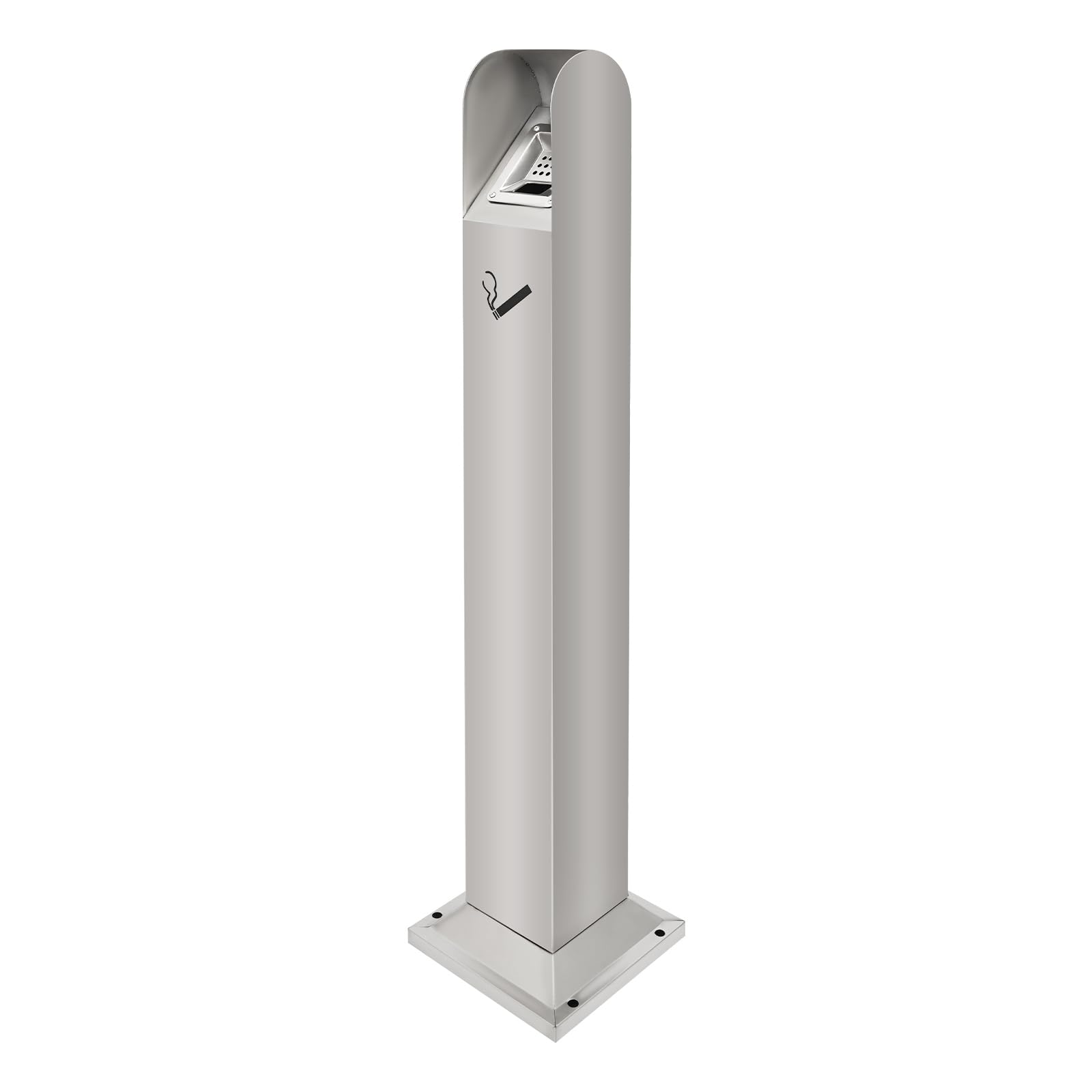 Cendrier sur pied - 24 x 24 x 110 cm - Cendrier à colonne avec seau intérieur et grille de fermeture, cendrier commercial pour intérieur et extérieur, restaurant, hôtel (argent)