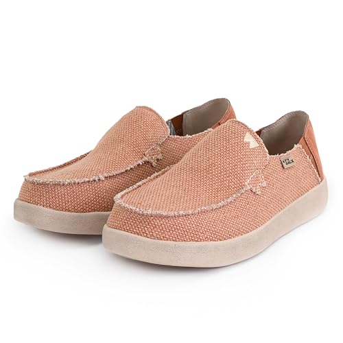 Image of Kickback Barbeach Canvas Mens Slip On Loafers - Lightweight Canvas Slip in Shoes - with Leather Lined Memory Foam Insoles - Mens Casual Slip on Summer Shoes - Machine Washable
