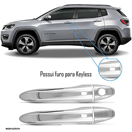 Aplique Maçaneta Cromado Com Furo Keyless Jeep Compass 4 Peças