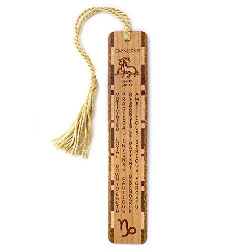 Capricorn Zodiac Astrological Sign Handmade Engraved Wooden Bookmark - Made in The USA - Also Available Personalized