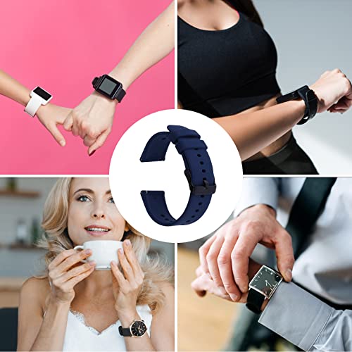 TIESOME Silikonowe paski do zegarków, szybkie odpinanie, wodoodporne, miękkie, gumowe, zamienne, z posrebrzaną klamrą ze stali nierdzewnej, do smartwatchy, sportowe, dla mężczyzn i kobiet, 22mm