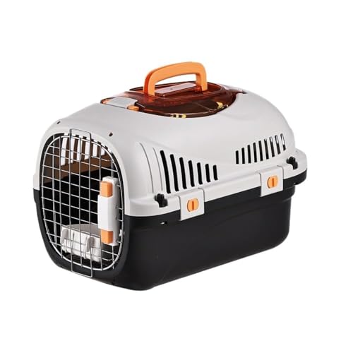 LumoLightペットキャリー 猫 キャリーケース 小型犬用クレート ペットキャリーバッグ 天窓付き 航空輸送対応ペットキャリーケース 通気性&組立簡単 ケージアウトボックス キャンピングキャリー おむつボード完備 (天窓バージョン,ブラック)