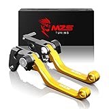 MZS Gold Dirt Bike Brake Clutch Levers Pivot Adjustable CNC Compatible with KX65 2000-2026 / KX85 2001-2025 / KX100 2001-2021 / KX125 2000-2005 / KX250 2000-2004 / KX250F 2004