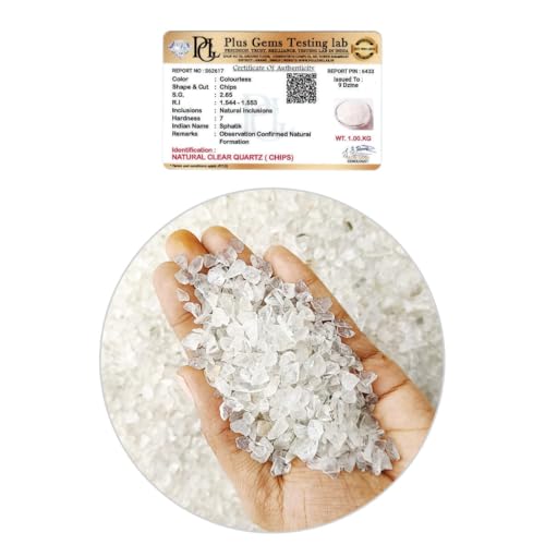 Image of Certified Clear Quartz Crystal Chips 1 KG with Authenticity Certificate | Natural Quartz Decorative Stone Chips for Pooja Room, Meditation, Vastu, Resin Art, Crafts & Aquarium Decor