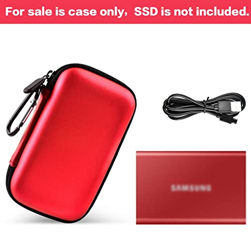 Case Compatible With Samsung T7/ T7 Touch Portable Ssd 1Tb 2Tb 500Gb Usb 3.2 External Solid State Drive, Travel Carrying Storage Organizer Fits For Usb Cables And More Accessories (Red) #TOP3