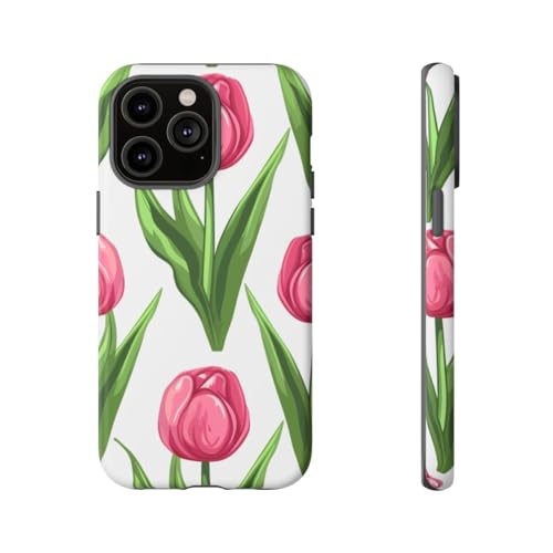 Coque iPhone 14 Pro Max rigide mate motif floral tulipe rose rose