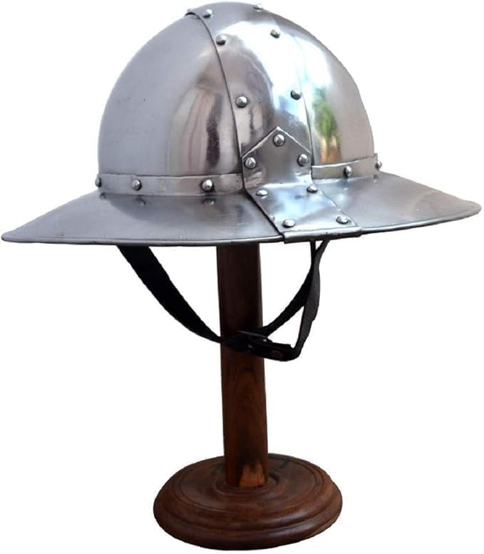 Medieval Banded Kettle Hat 1,6mm Steel Helmet with Leather Liner ABS
