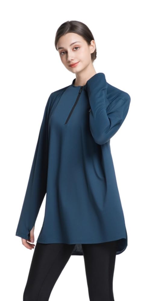 Modest Long Sleeve Shirts for Women Quick Dry Athletic Top Yoga Running Workout Tees for Muslim Women