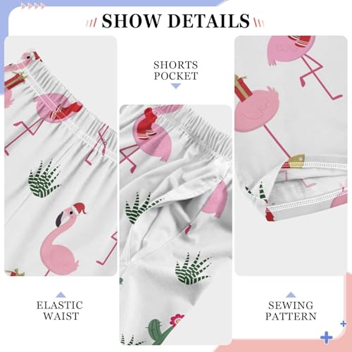 Christmas Flamingo Balloon Boys Long Pants Soft Trousers Elastic Waist Kids Lounge Bottoms with Pockets S-XL4