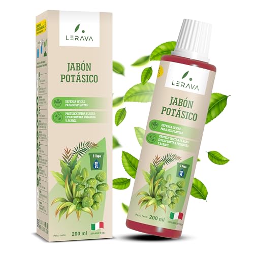 LERAVA jabón potásico para plantas (200 ml) - Solución ecológica BIO para jardín y huerto - Eficaz contra pulgón ácaros y cochinilla - Potencia defensas naturales - 100% Made in Italy