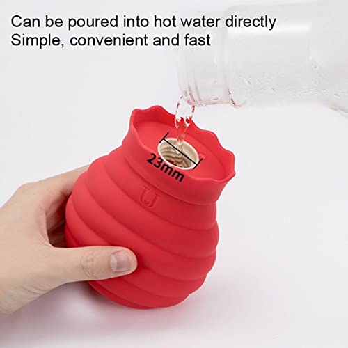 JINGYAN Bolsas de agua caliente 1 PC Bolsa de agua caliente silicona Microondas Vida invierno Gel Mano Botella calor Herramienta Calefacción Botellas gel sílice cubierta punto(Orange)