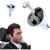 (upgraded Version)2 and 1 Bluetooth 5.0 Fm In-car Transmitter with Hands-free Calling and 1 Headset Dual Port Charger Usb Driver, Qc3.0 Wireless Bluetooth Headset Fm Radio Adapter Music Player/car Kit