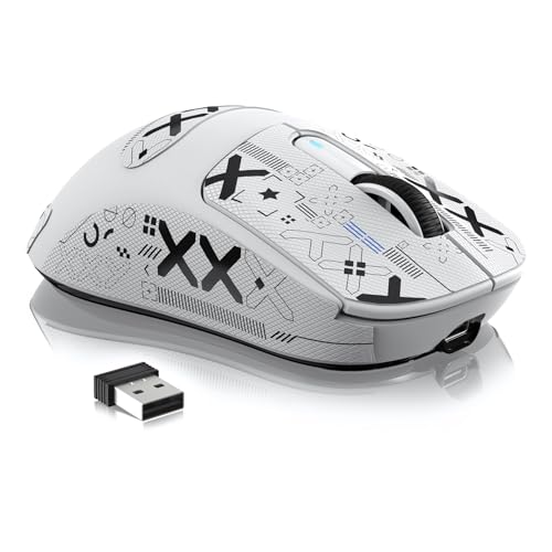 Souris Gamer sans Fil PAW3950 pour Jouer sans Latence sur PC et Mac en Blanc