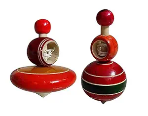 PGOR Wooden Toy Duck Couple Animal, Truck, Tanker, Top, Lattu Bhawra Bambaram Toy for Kids Natural Wood Toy for Birthday Environment Friendly Toys (Wooden Top)