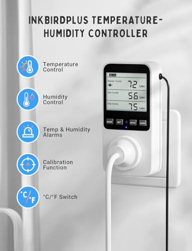 INKBIRDPLUS Feuchte- und Temperaturregler Steckdose 230V mit Alarmfunktion