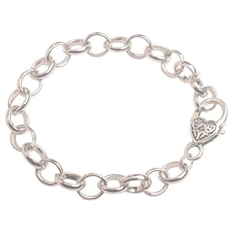 ChangJin 10PCS Silver Tone Metal Chain Heart Clasp Bracelets 22cm for Jewelry Making Cover
