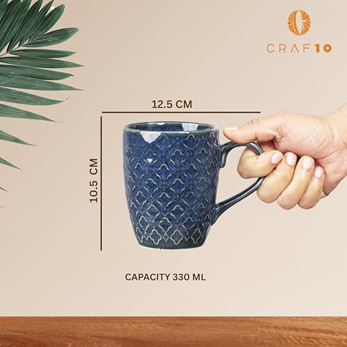 Image of CRAF10 Glaze Studio Ceramic Tea /Coffee Mug - Single Piece, 330 ML, Elegant & Durable, Reactive Glaze, Home & Office use, Indigo Color