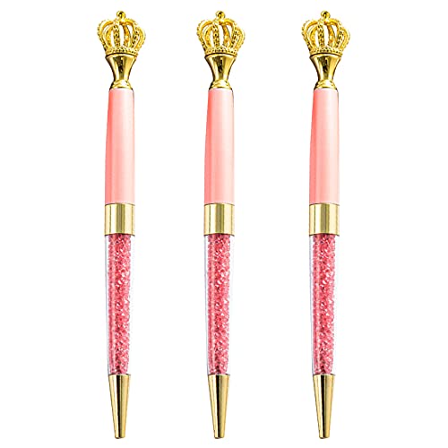 HOCE 3 bolígrafos de metal con diamantes de imitación de 0,7 mm, tinta negra, bolígrafos de regalo para Navidad, dama de honor, boda, cumpleaños